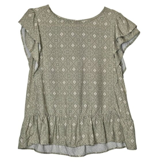 Angels Forever Young NWT Sea Spray Rayon Ruffled Cap‎ Sleeve Womens Top Size M - Picture 1 of 9